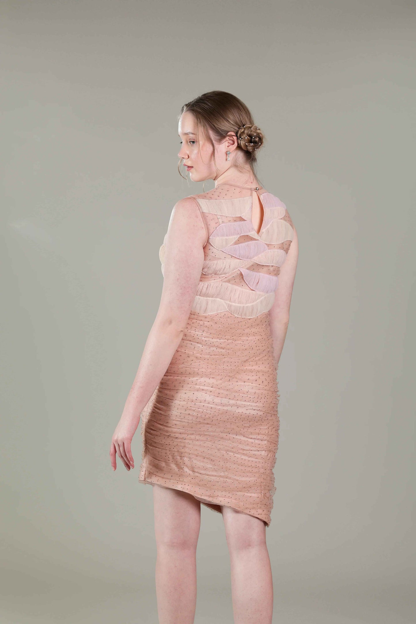 Gold Rhinestone Pleated Dress - Sakshi Narula