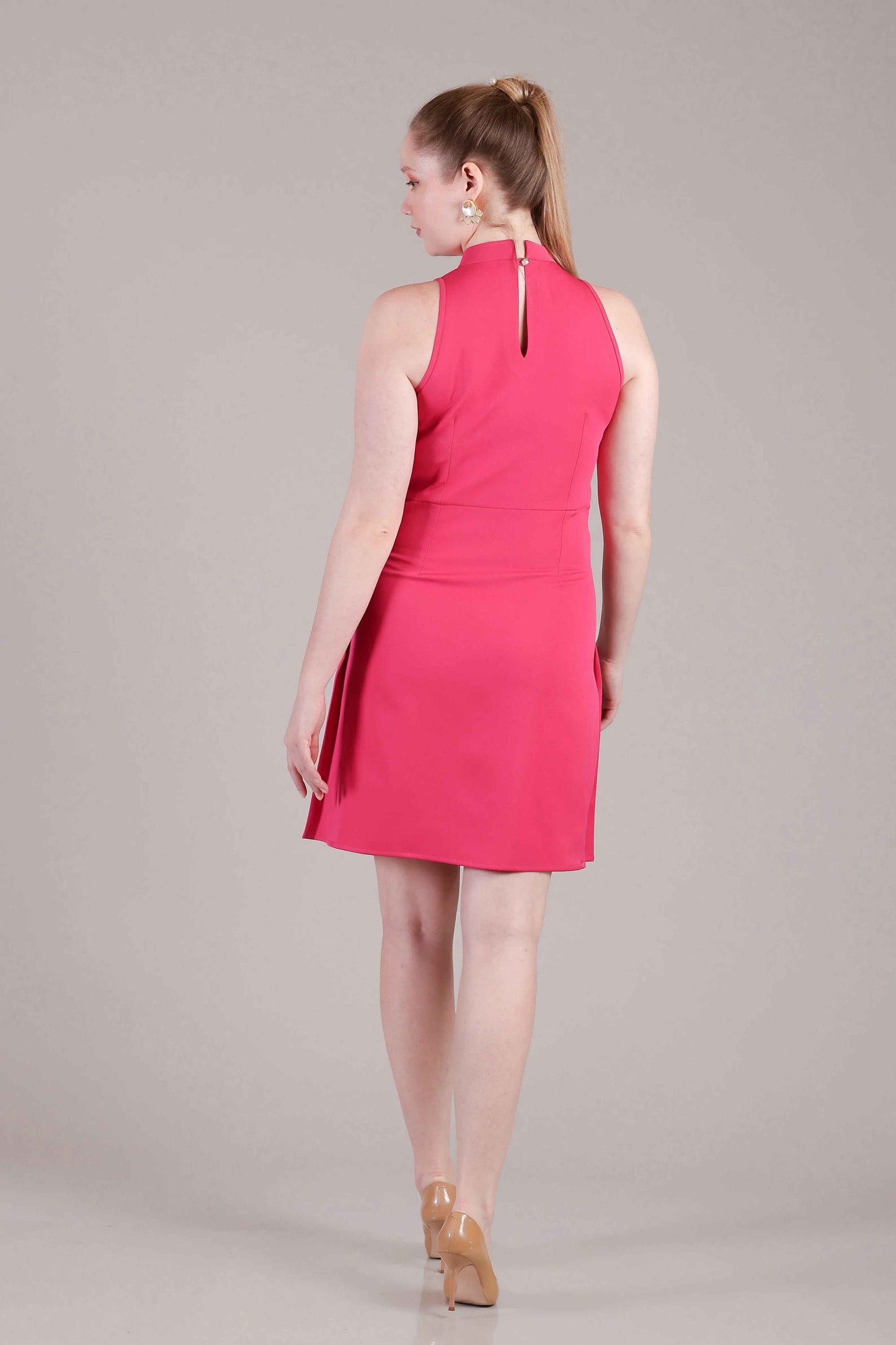 Hot Pink Pleated Dress - Sakshi Narula