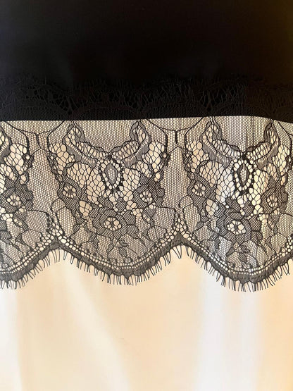 Tuscan Beige Top with Black Lace Detailing