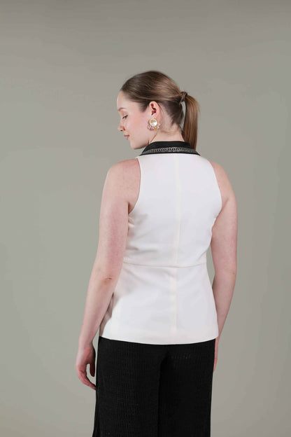 White Black Overlap Top - Sakshi Narula