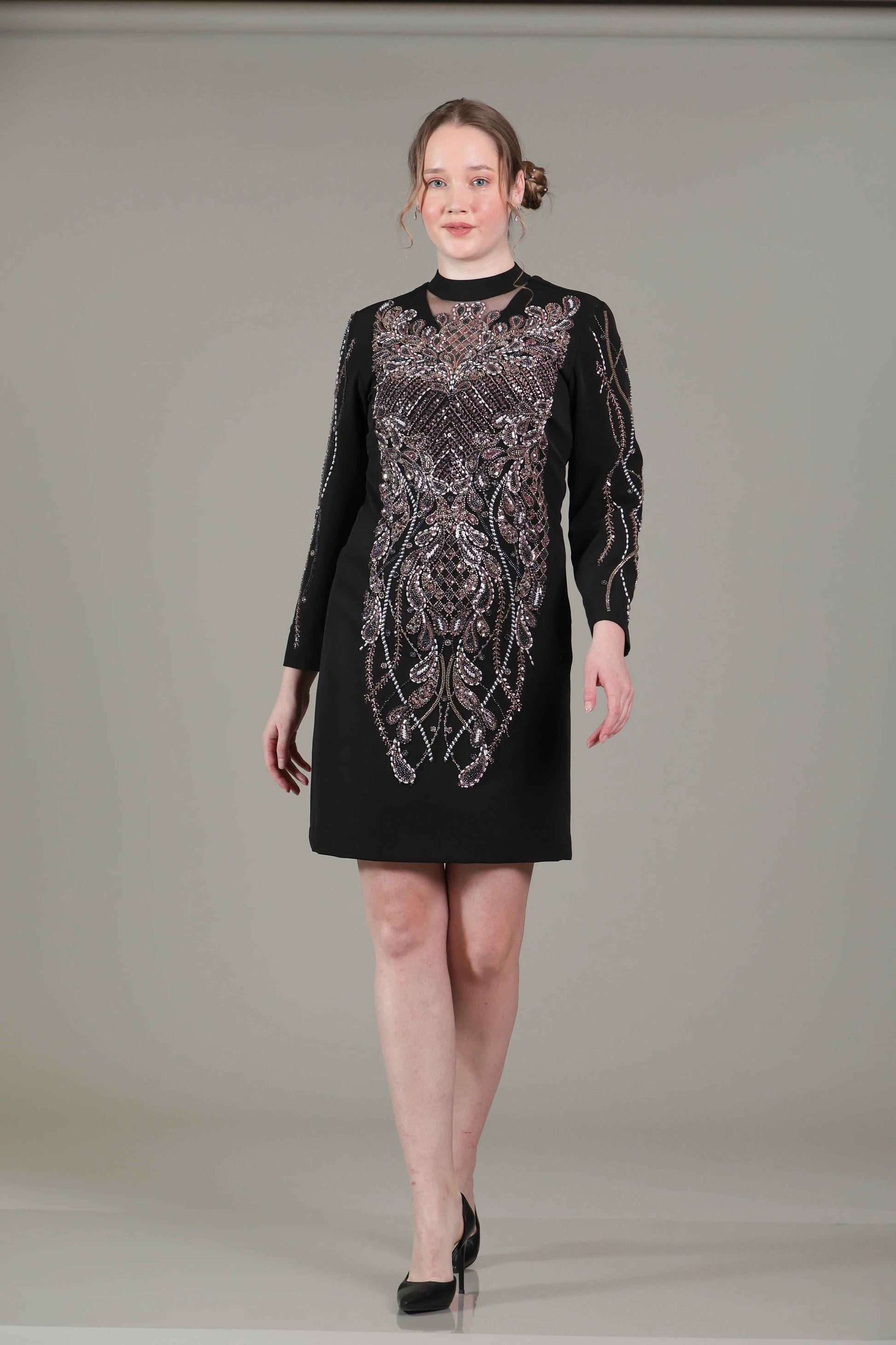 Black Handwork Detailing Dress - Sakshi Narula