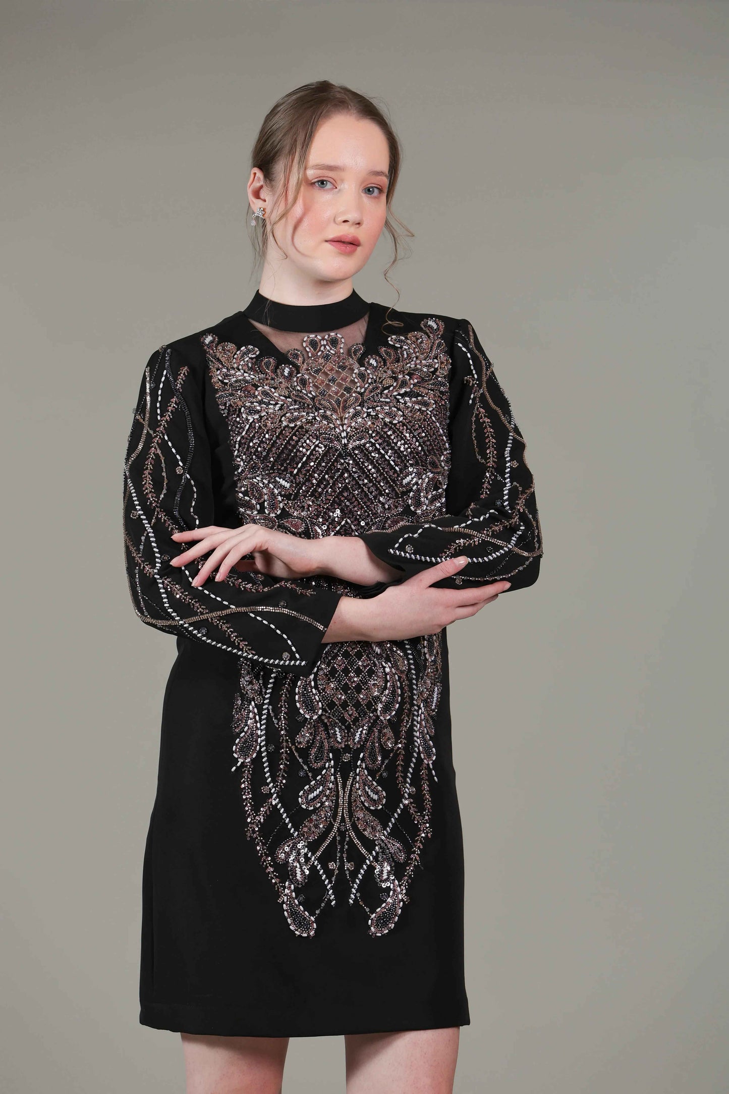 Black Handwork Detailing Dress - Sakshi Narula