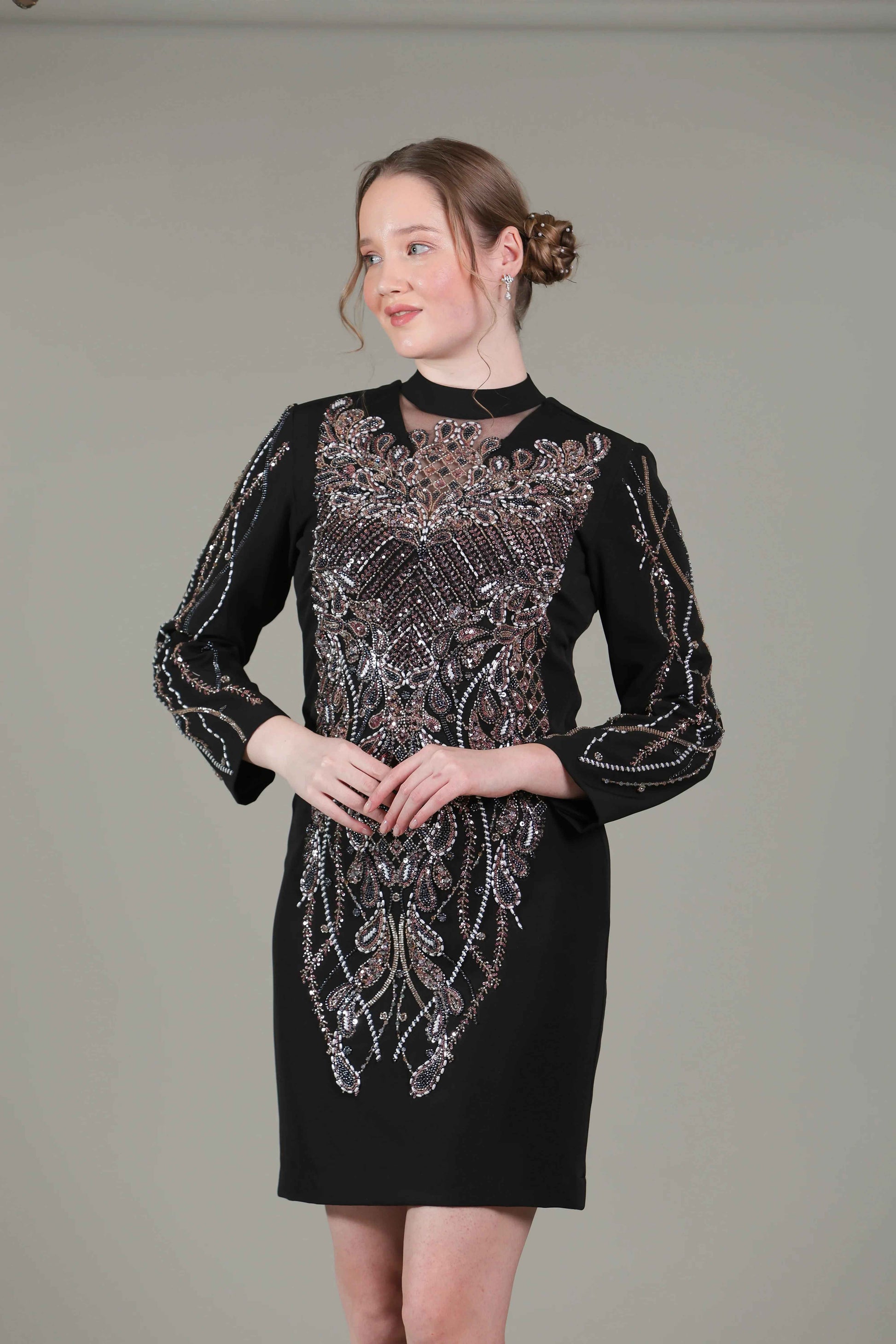 Black Handwork Detailing Dress - Sakshi Narula