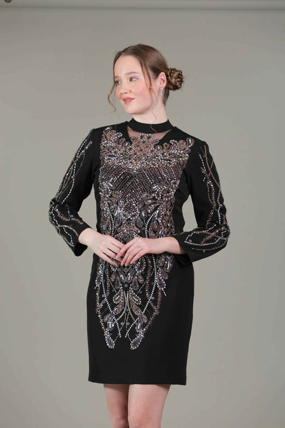 Black Handwork Detailing Dress - Sakshi Narula