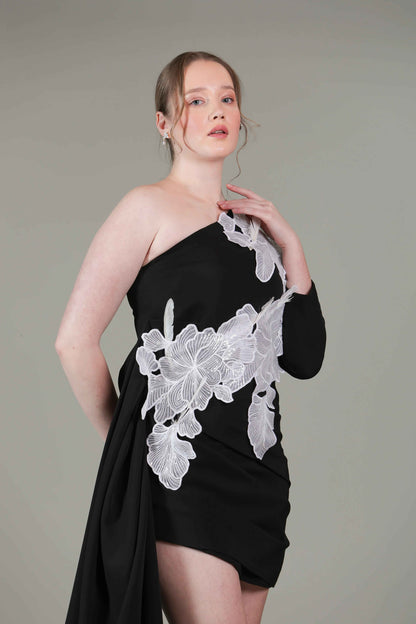 Black One Shoulder Dress - Sakshi Narula