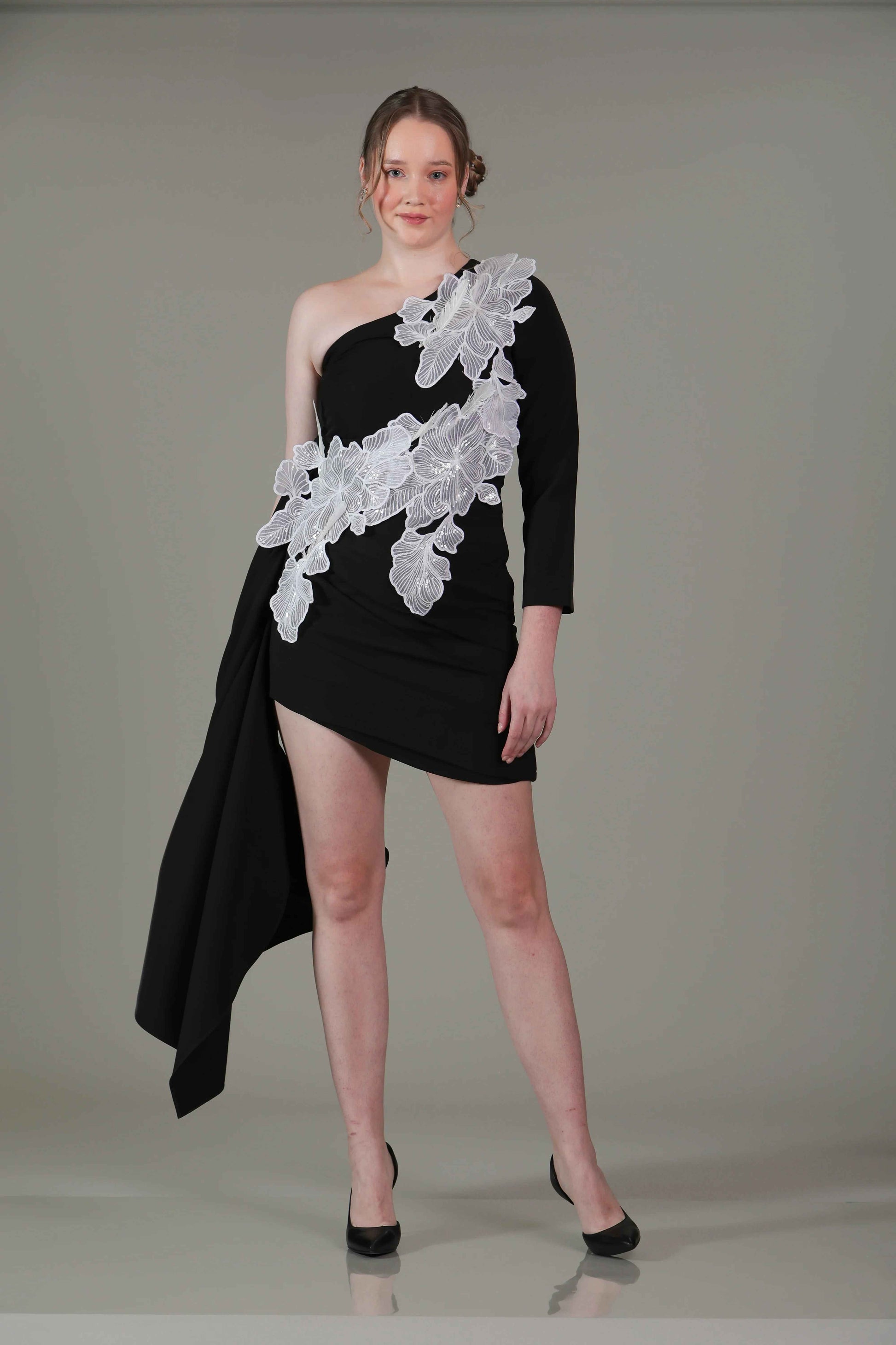 Black One Shoulder Dress - Sakshi Narula