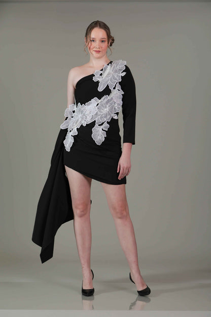 Black One Shoulder Dress - Sakshi Narula