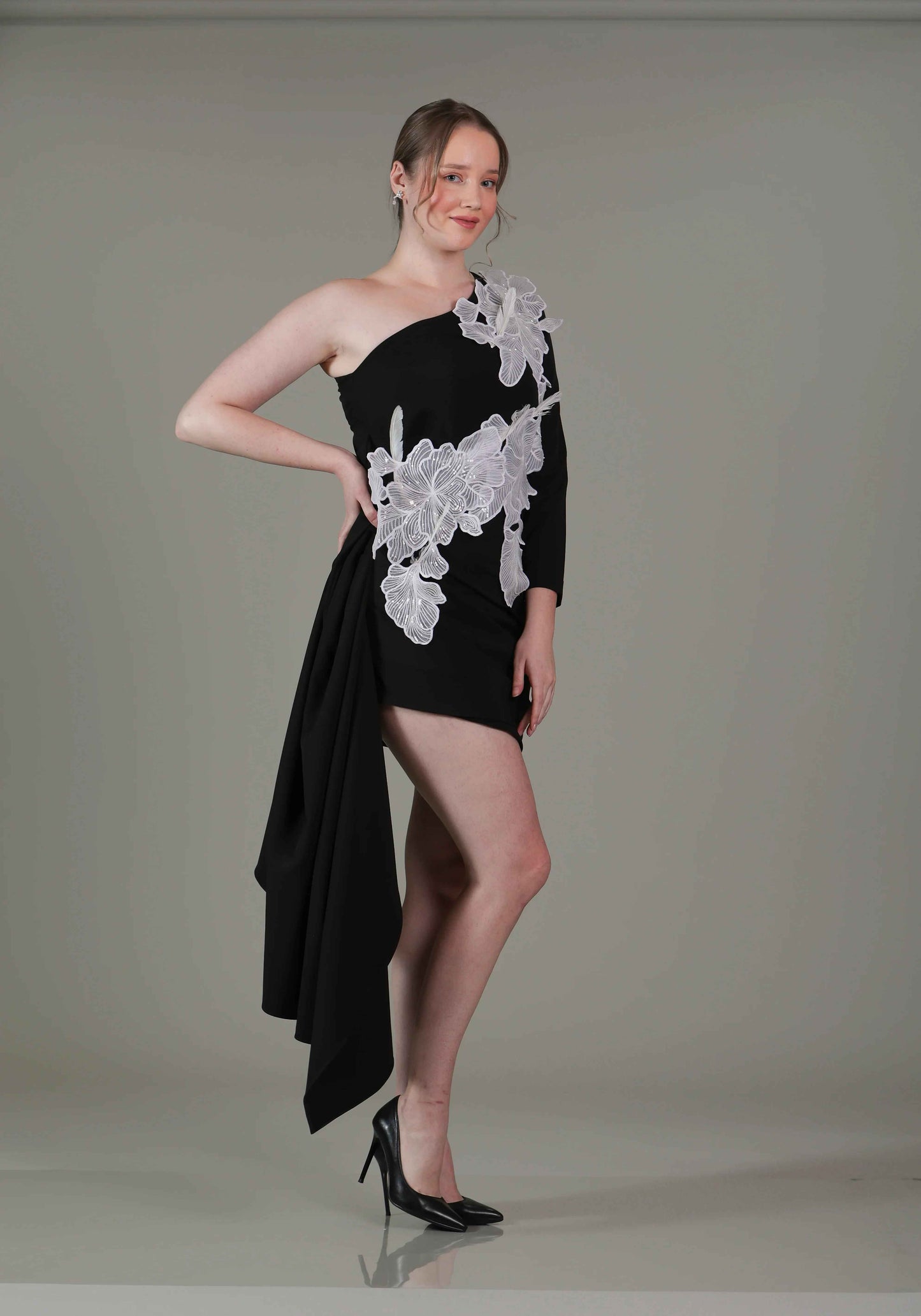 Black One Shoulder Dress - Sakshi Narula