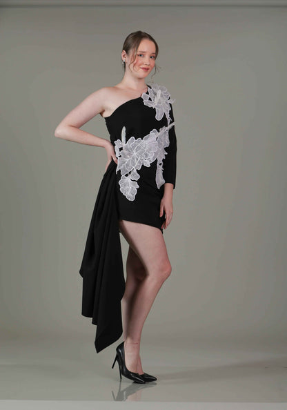 Black One Shoulder Dress - Sakshi Narula