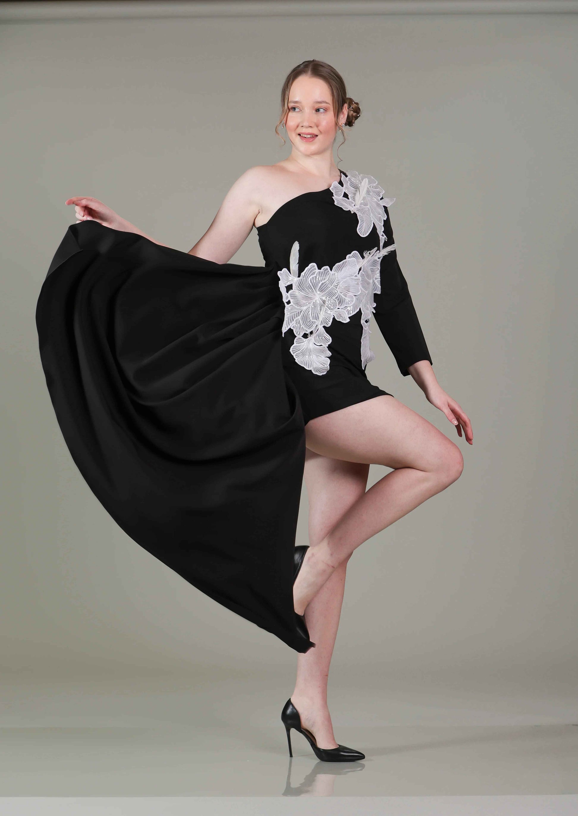 Black One Shoulder Dress - Sakshi Narula