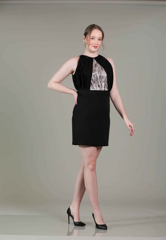 Black Halter Pleated Dress - Sakshi Narula