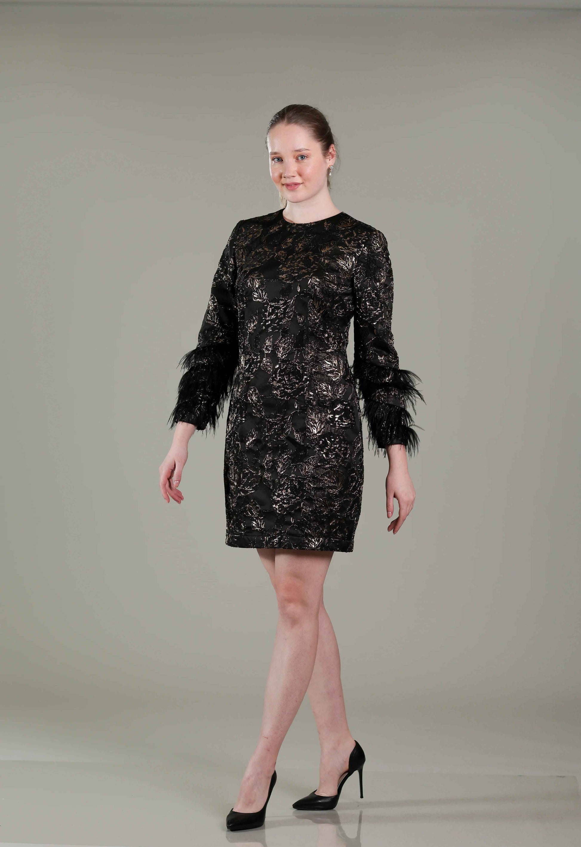 Black Gold Jacquard Dress - Sakshi Narula