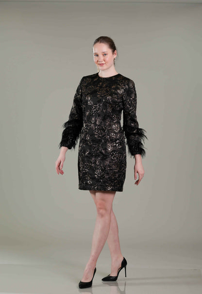 Black Gold Jacquard Dress - Sakshi Narula