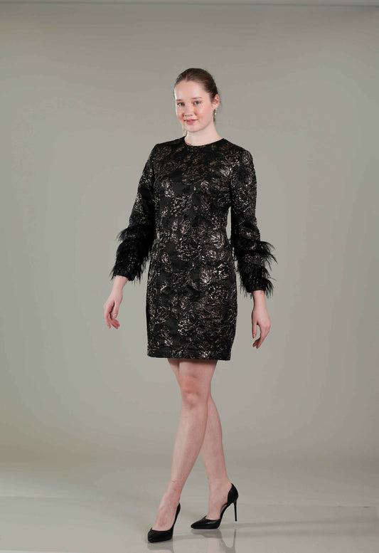 Black Gold Jacquard Dress - Sakshi Narula