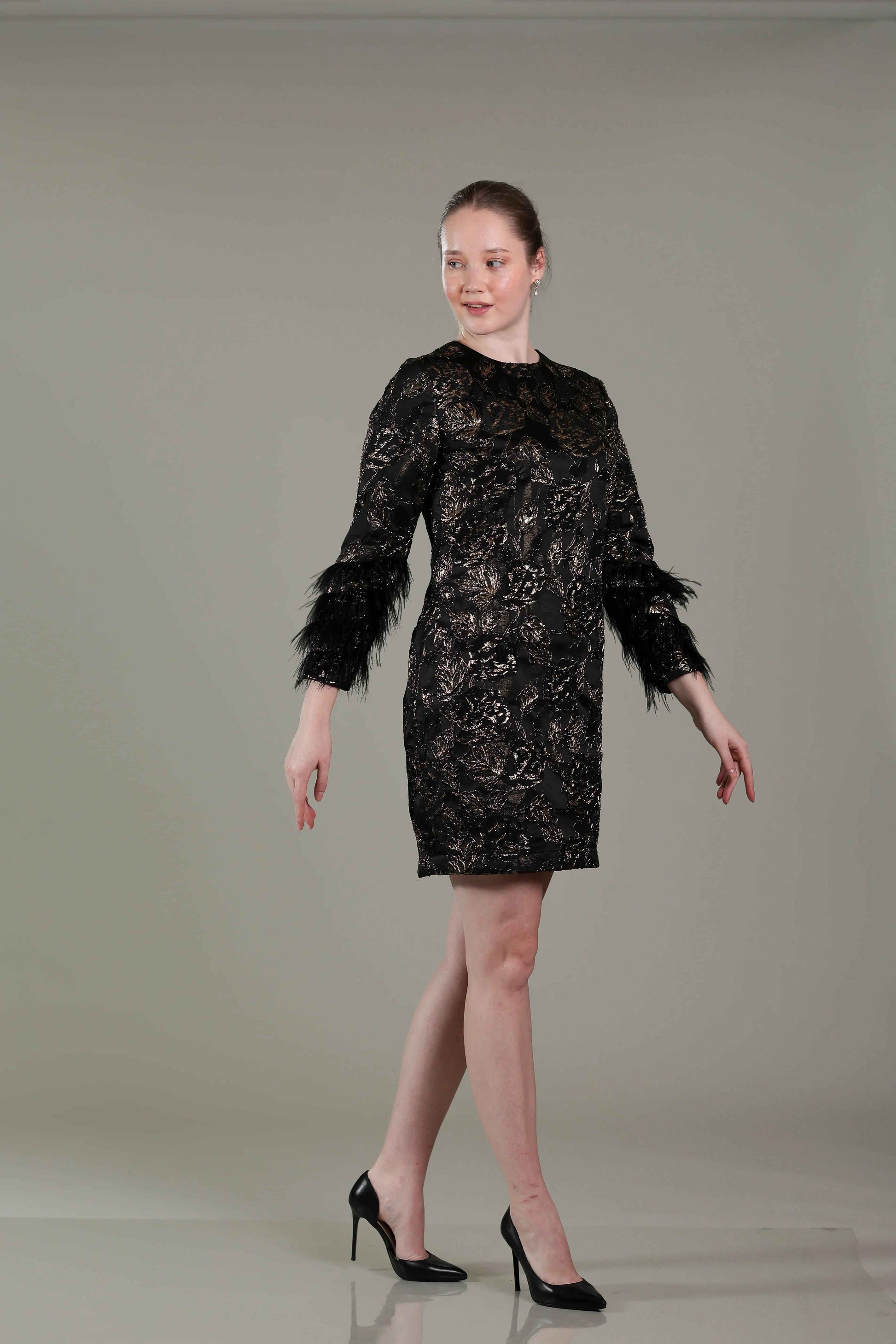 Black Gold Jacquard Dress - Sakshi Narula