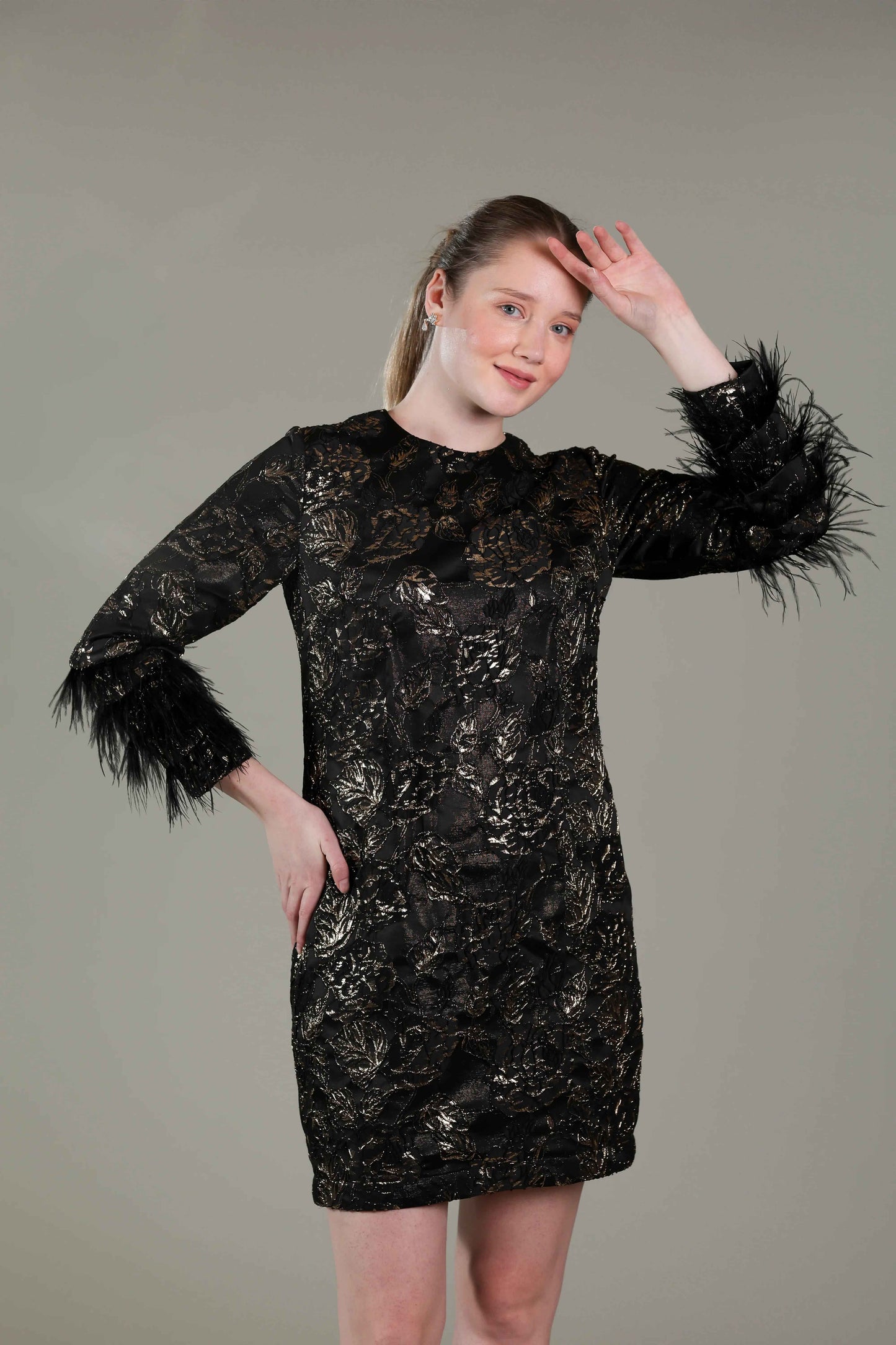 Black Gold Jacquard Dress - Sakshi Narula