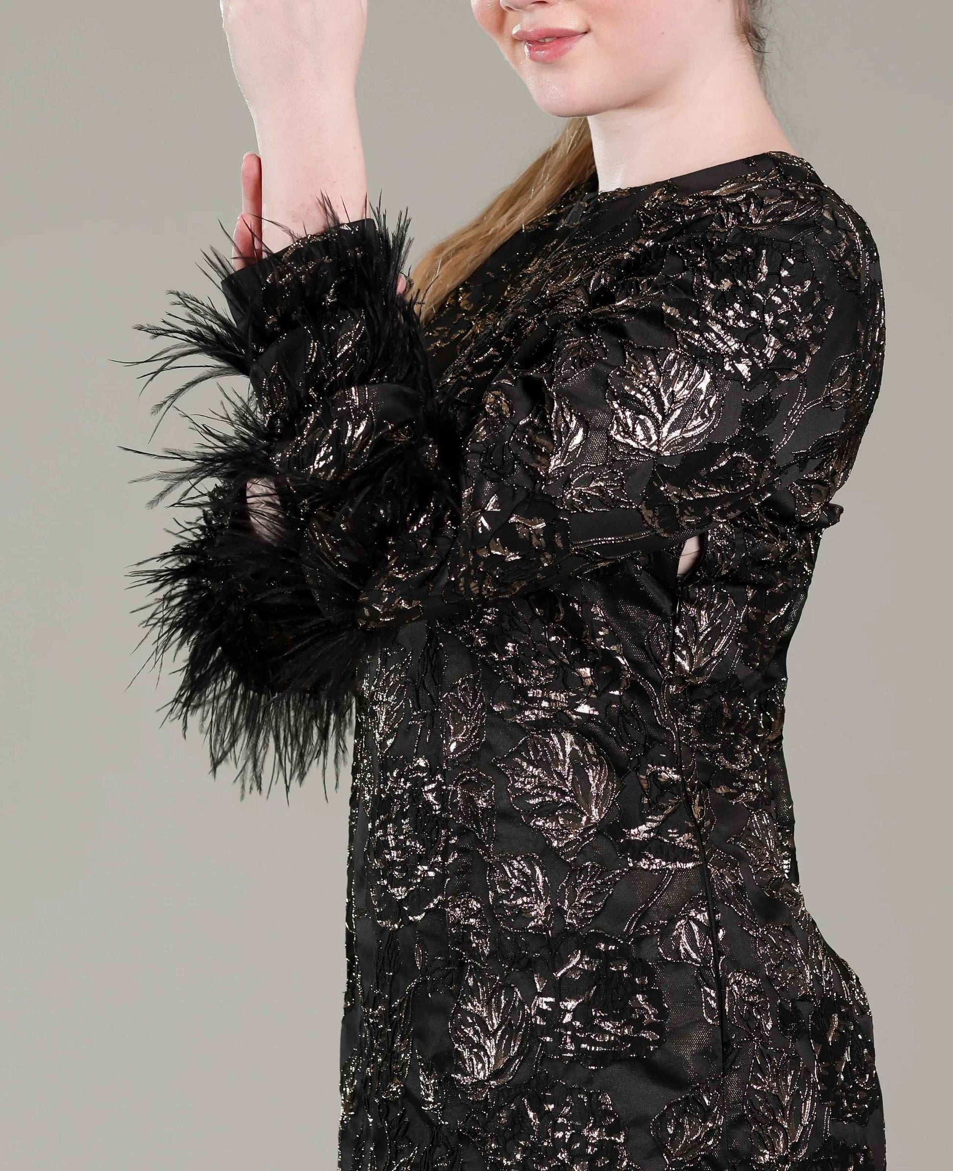 Black Gold Jacquard Dress - Sakshi Narula