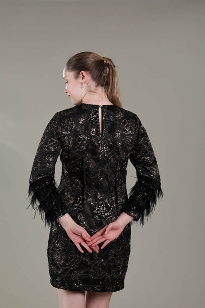 Black Gold Jacquard Dress - Sakshi Narula