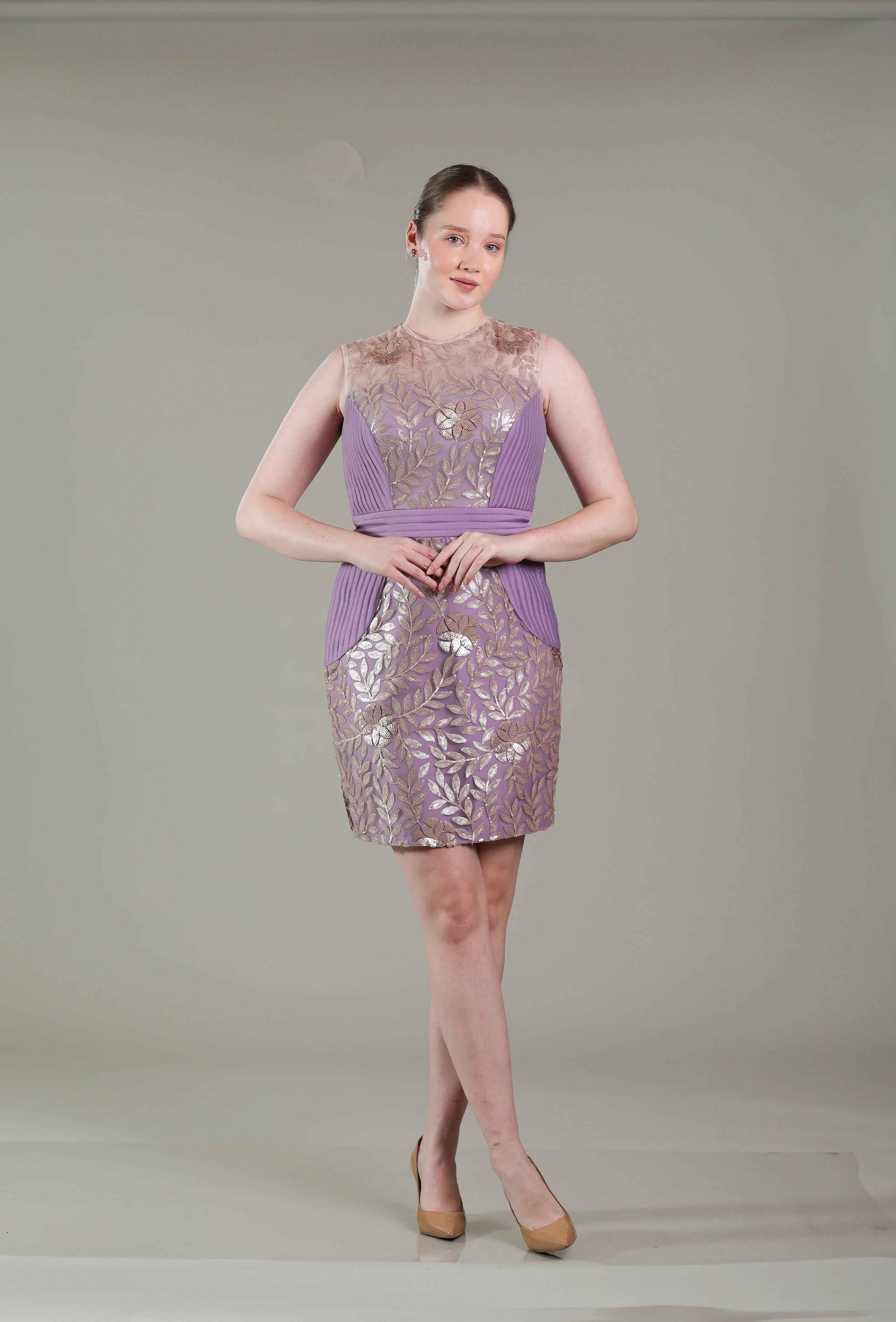 Lavender Pleated Dress - Sakshi Narula