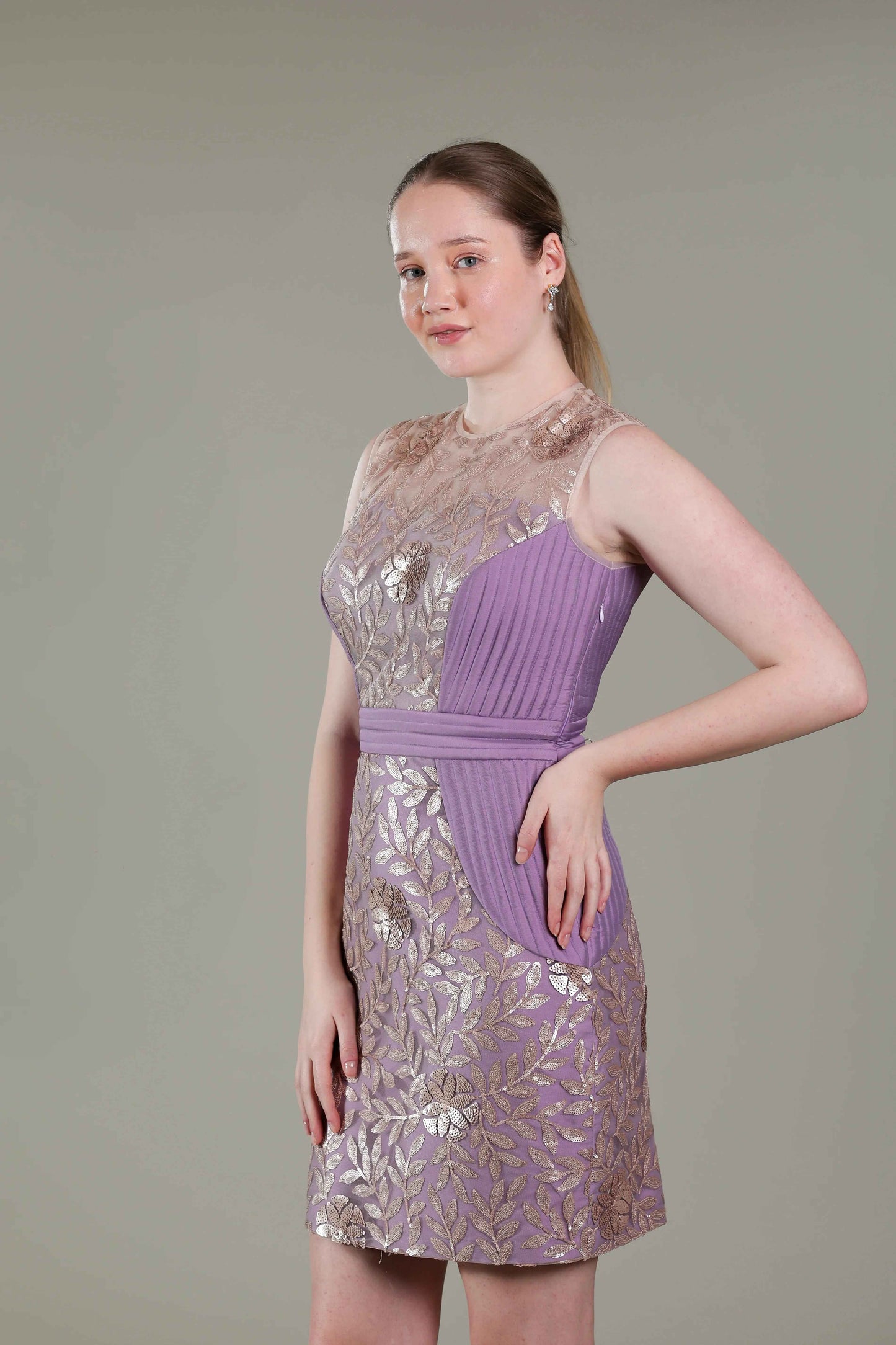 Lavender Pleated Dress - Sakshi Narula