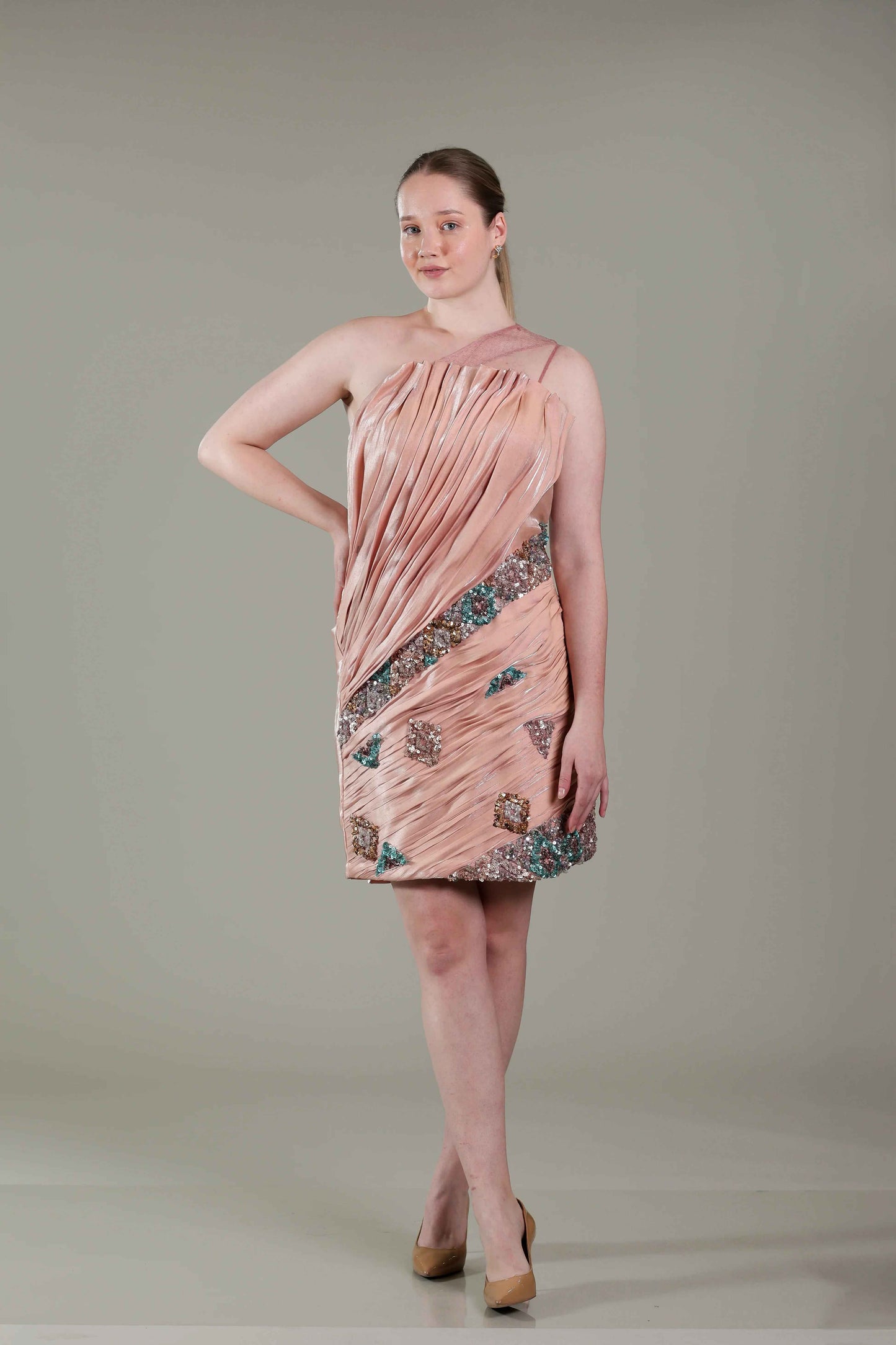 Candy Pink Pleated Dress - Sakshi Narula