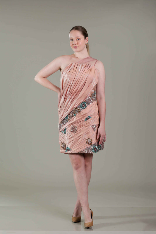 Candy Pink Pleated Dress - Sakshi Narula