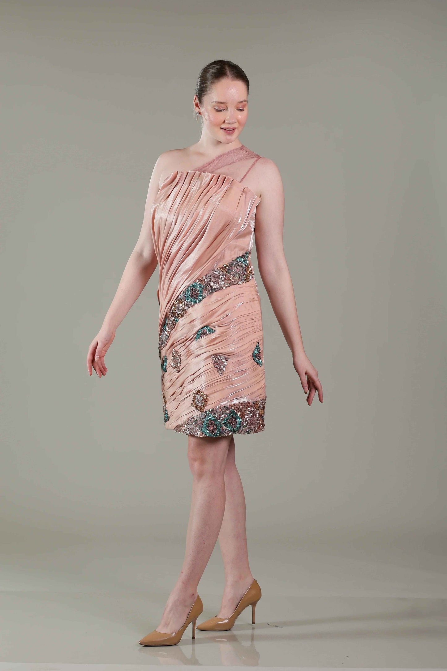 Candy Pink Pleated Dress - Sakshi Narula