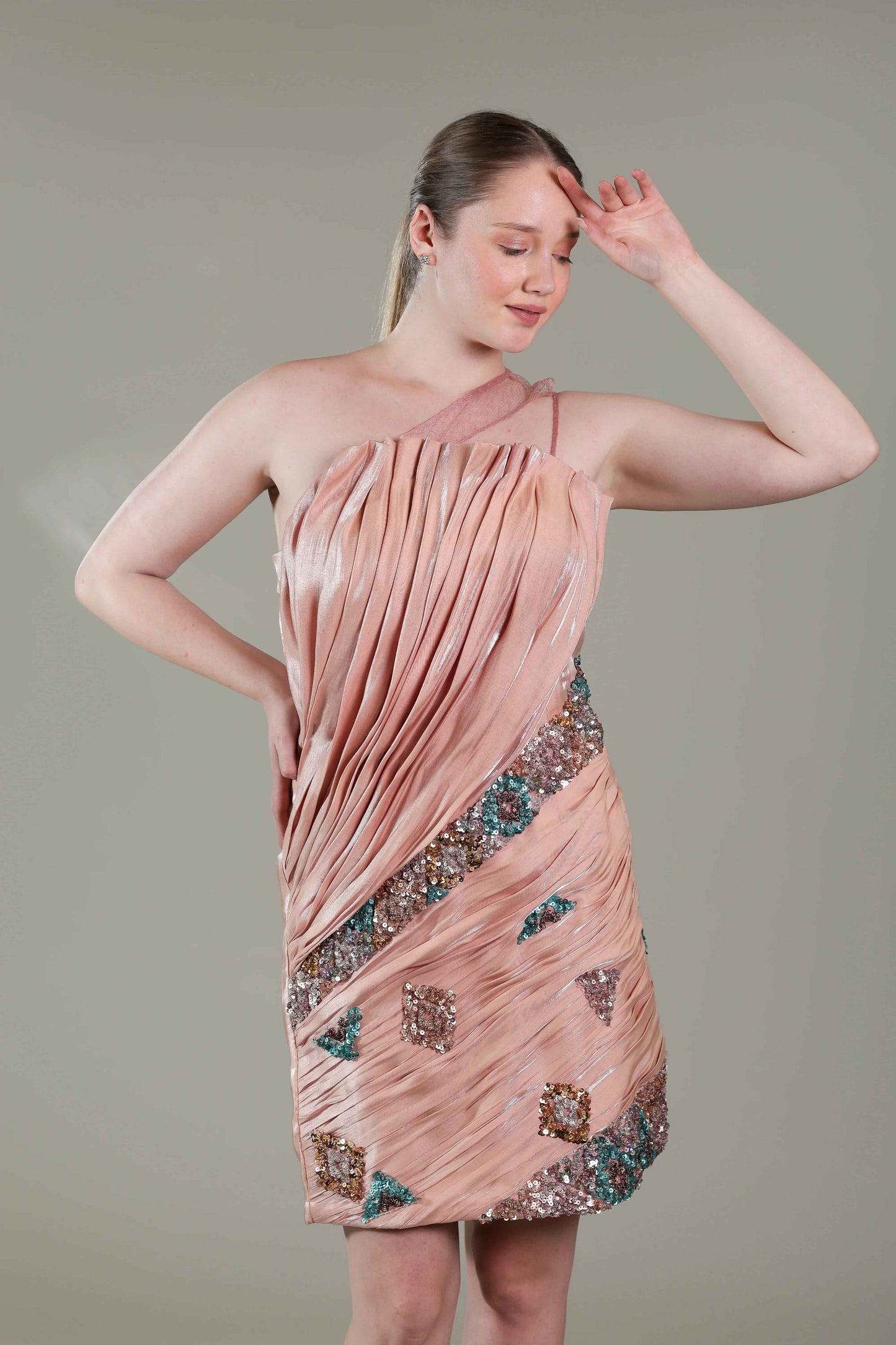 Candy Pink Pleated Dress - Sakshi Narula