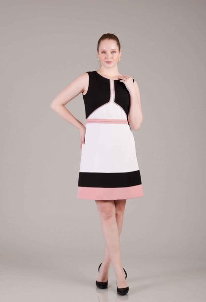 Ivory white/Black/ Pink dress - Sakshi Narula