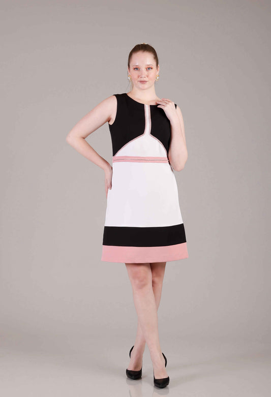 Ivory white/Black/ Pink dress - Sakshi Narula
