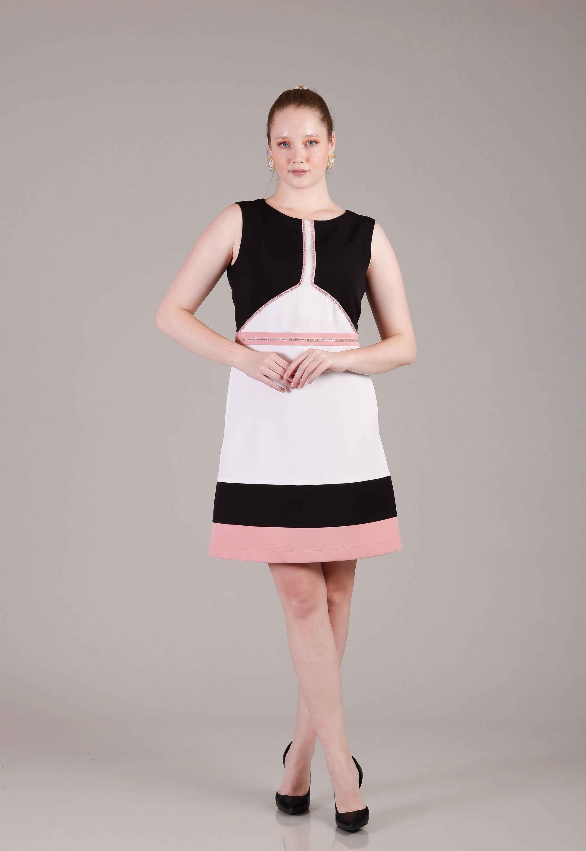 Ivory white/Black/ Pink dress - Sakshi Narula