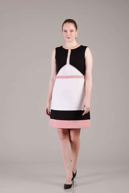 Ivory white/Black/ Pink dress - Sakshi Narula