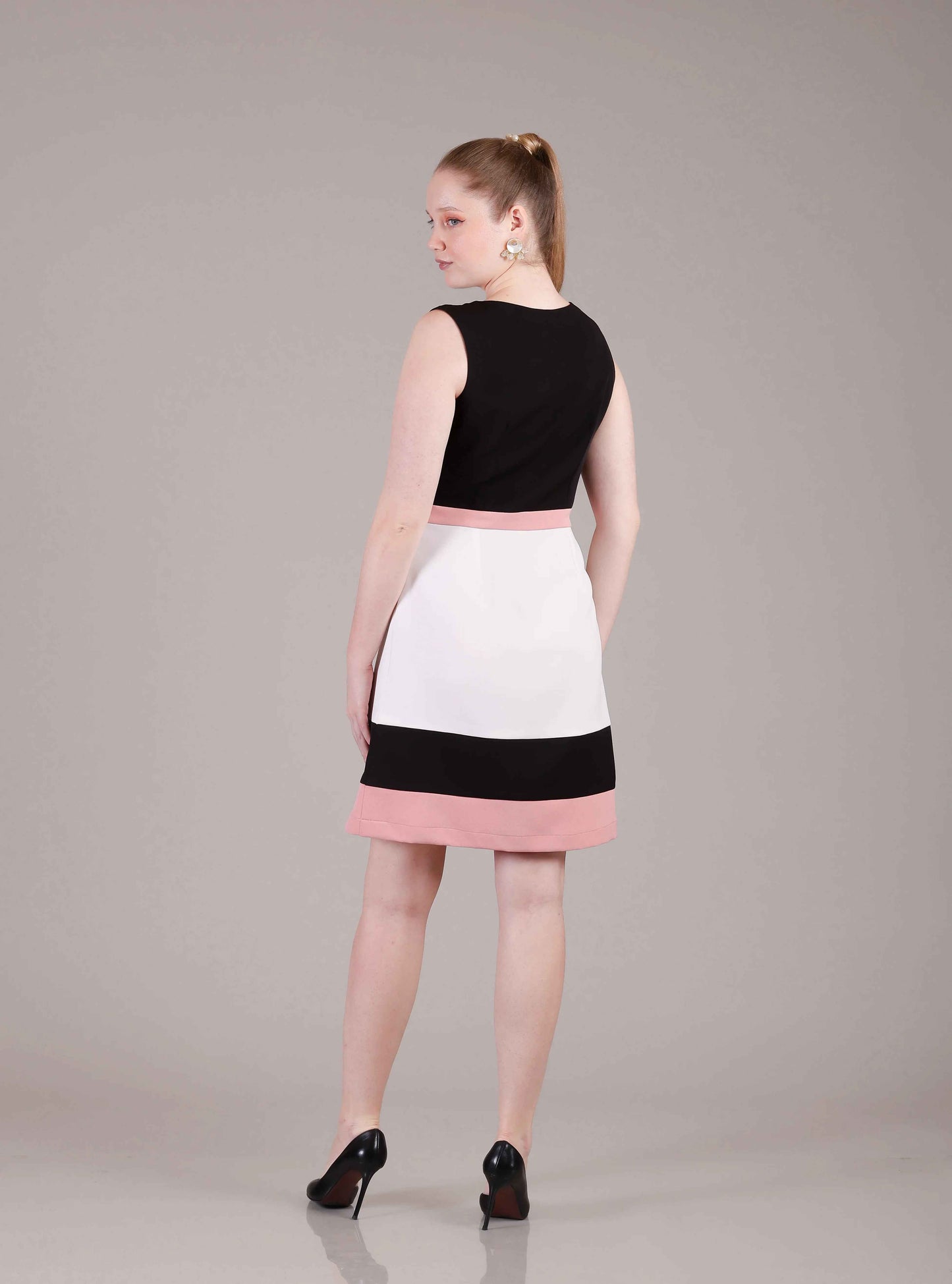 Ivory white/Black/ Pink dress - Sakshi Narula