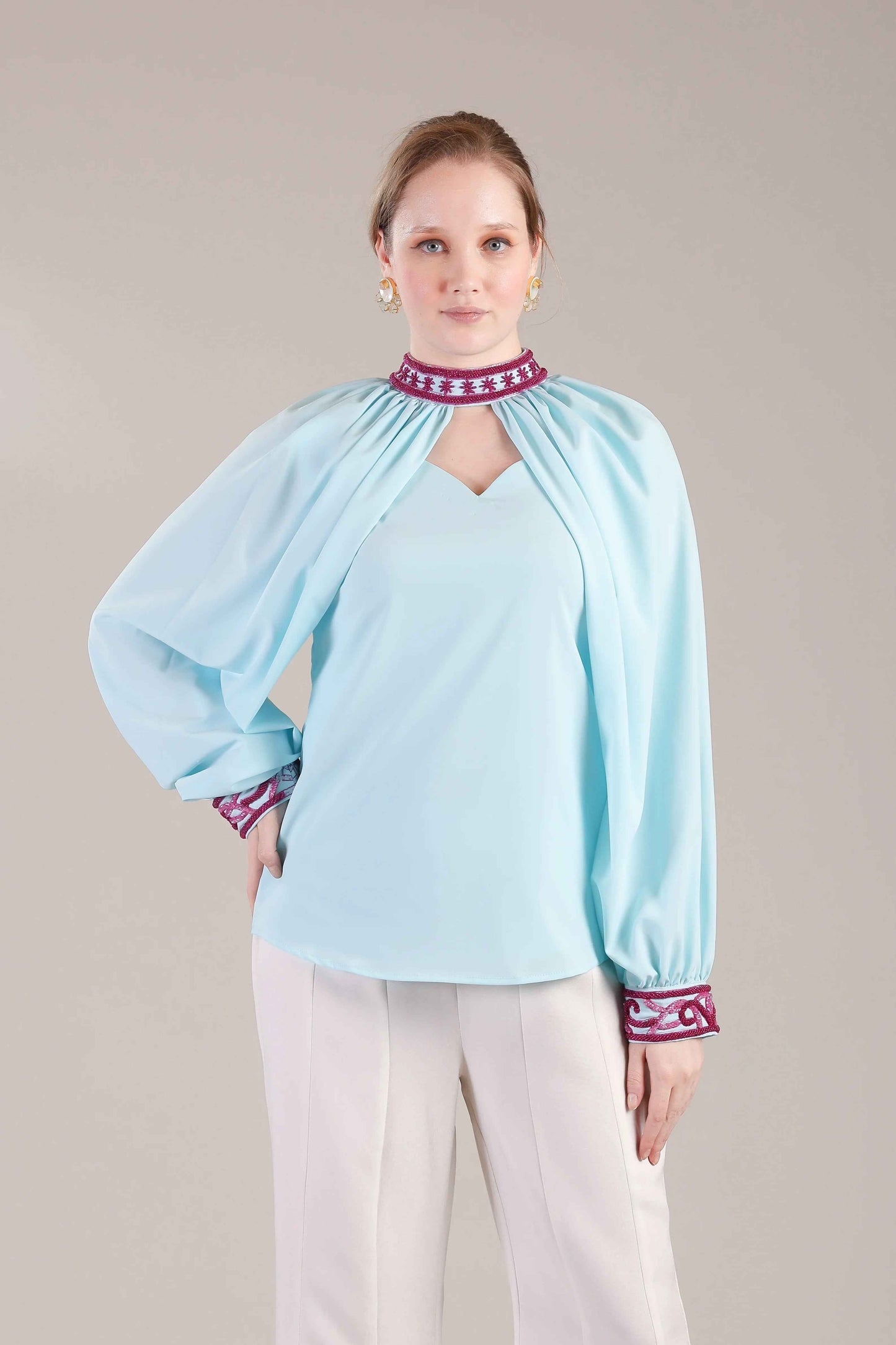 Cyan Blue Drape Top - Sakshi Narula