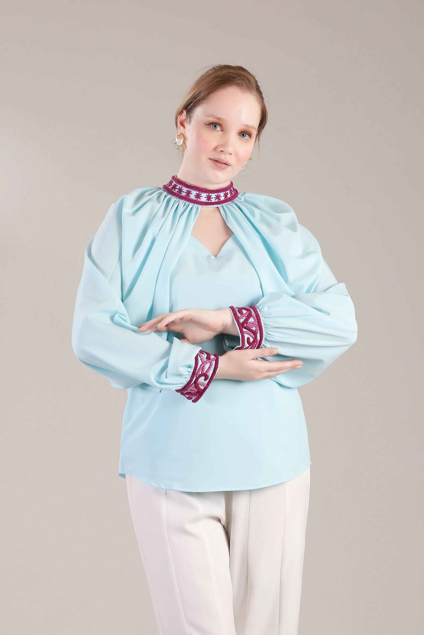 Cyan Blue Drape Top - Sakshi Narula