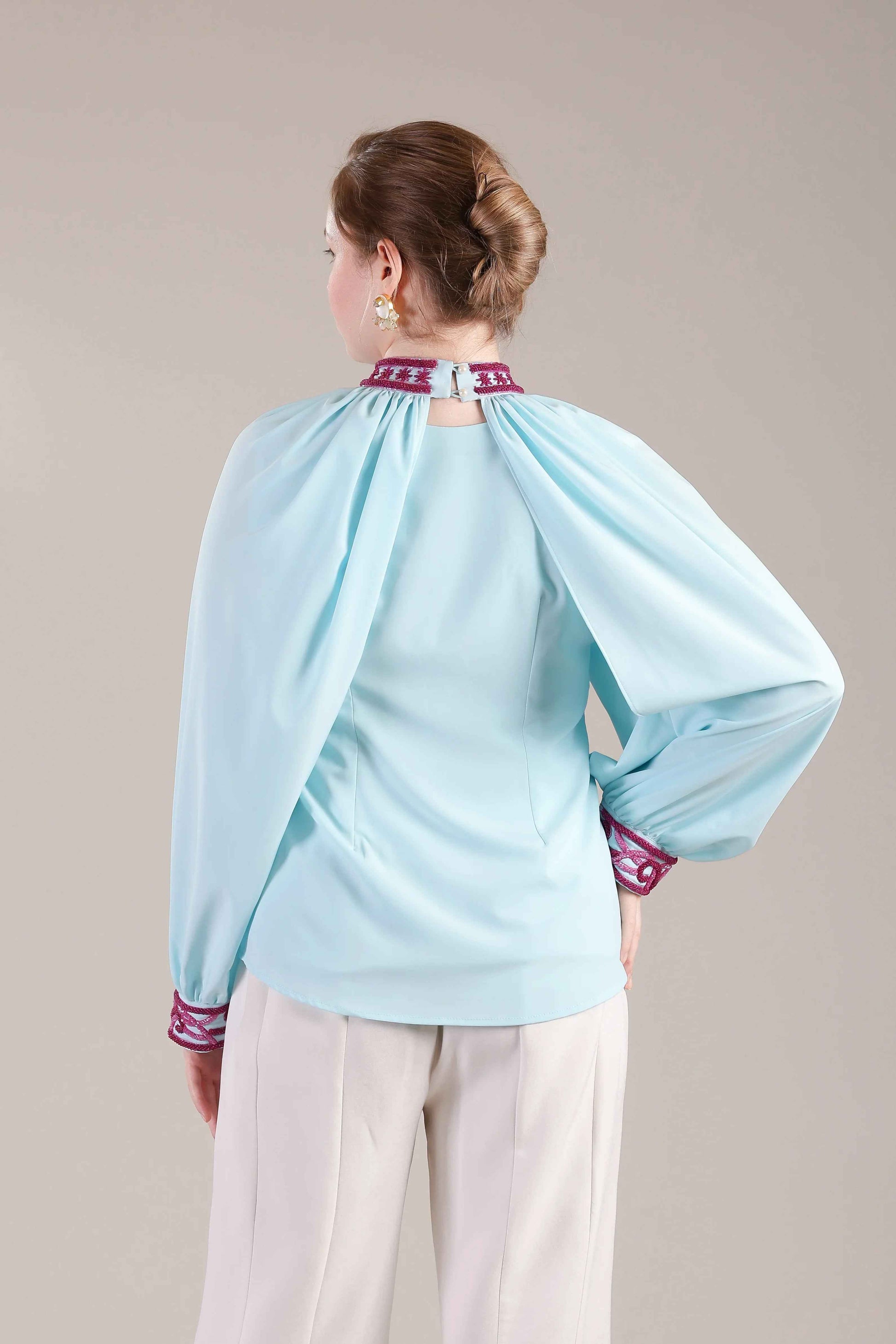 Cyan Blue Drape Top - Sakshi Narula