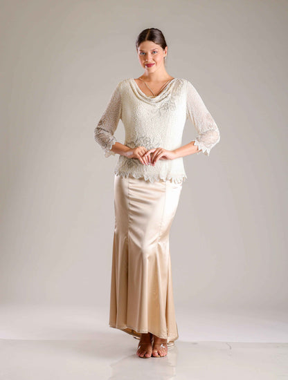 Cream Top & Gold Gown - Sakshi Narula