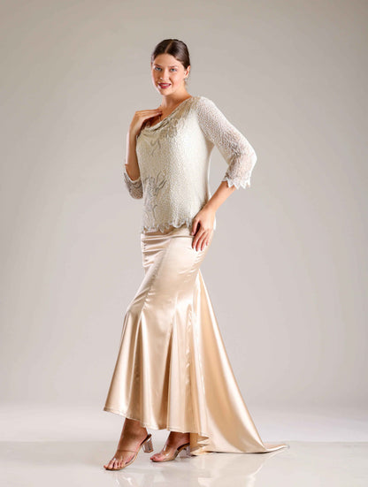 Cream Top & Gold Gown - Sakshi Narula