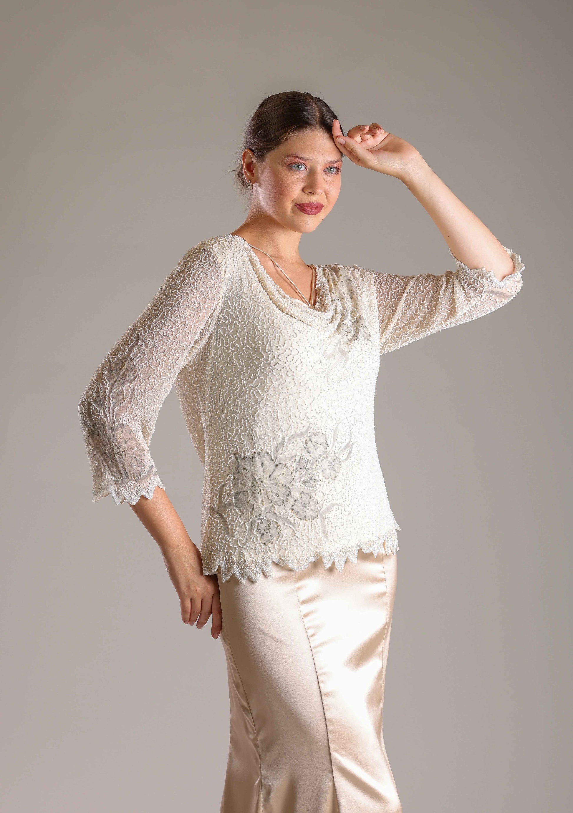 Cream Top & Gold Gown - Sakshi Narula