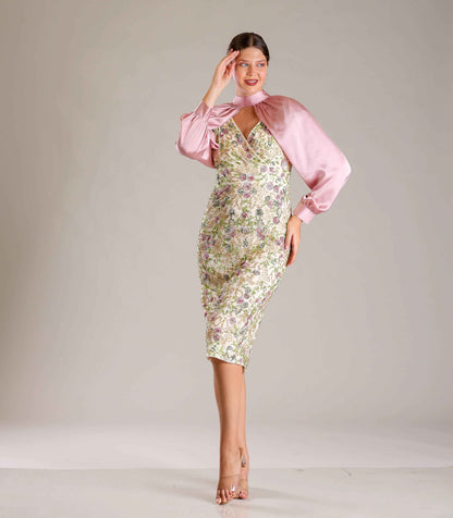 Cream Overlap Dress - Sakshi Narula