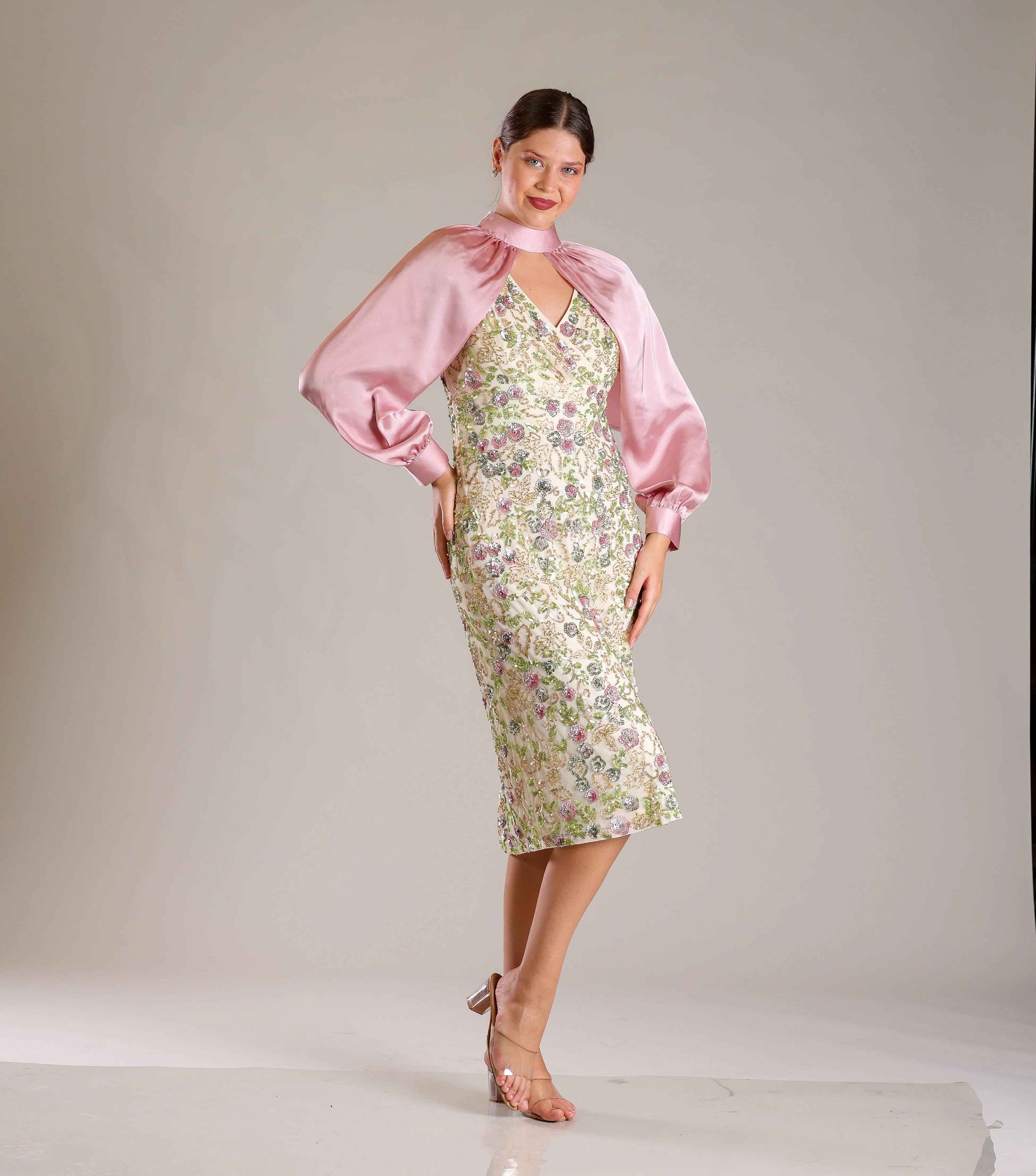 Cream Overlap Dress - Sakshi Narula