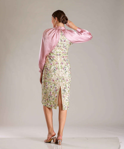 Cream Overlap Dress - Sakshi Narula