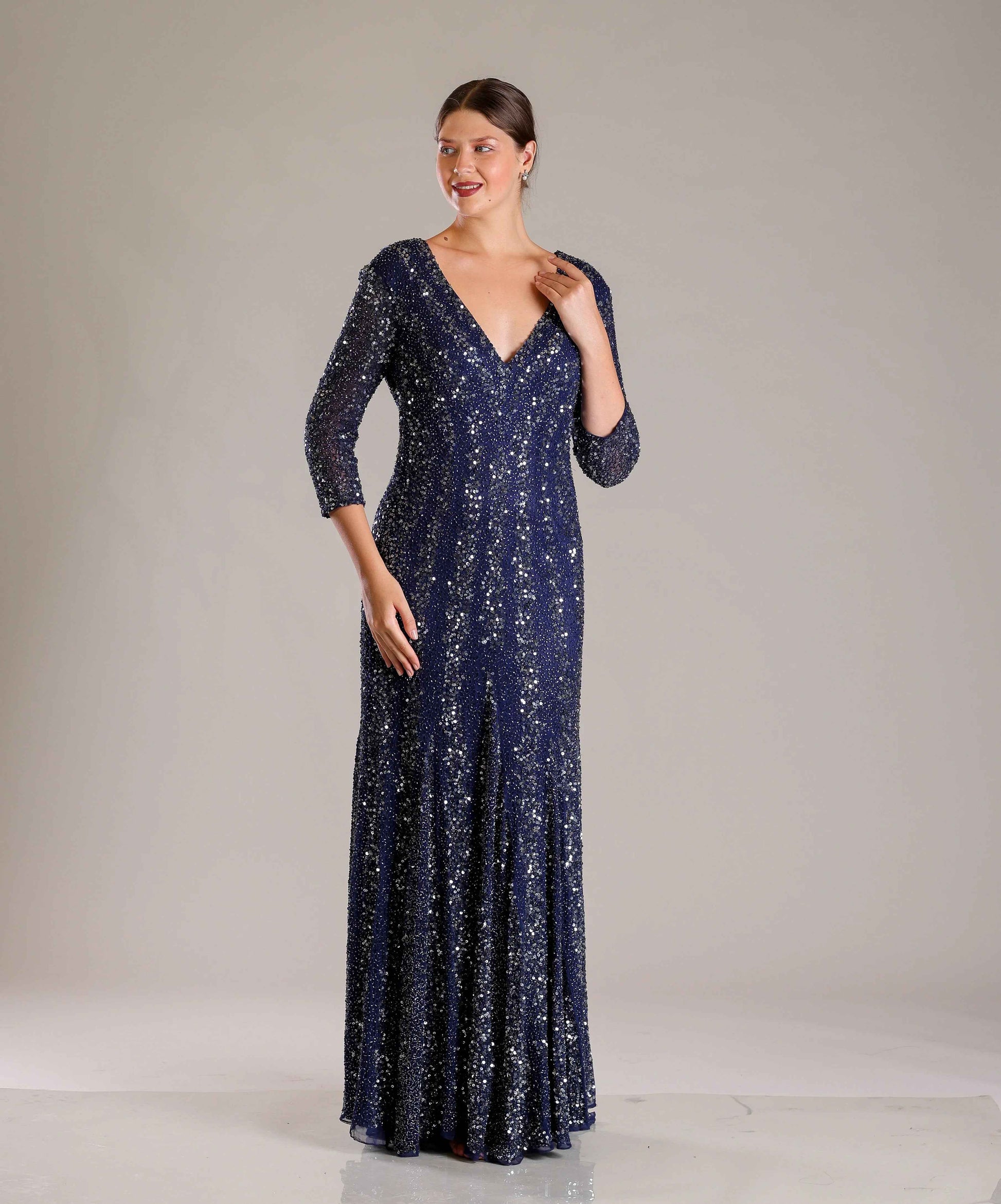 Navy Blue Sequins Gown - Sakshi Narula