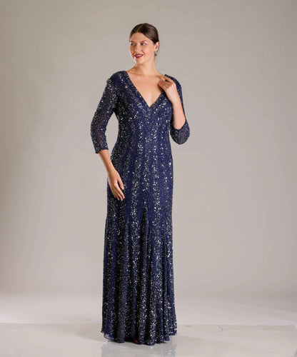 Navy Blue Sequins Gown - Sakshi Narula