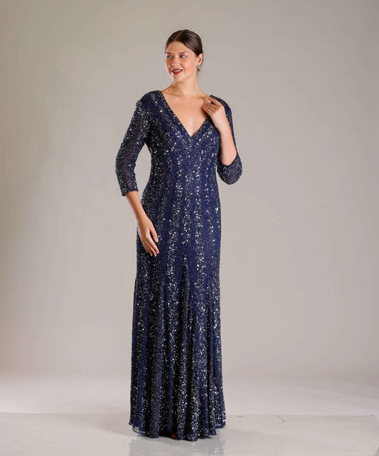 Navy Blue Sequins Gown - Sakshi Narula