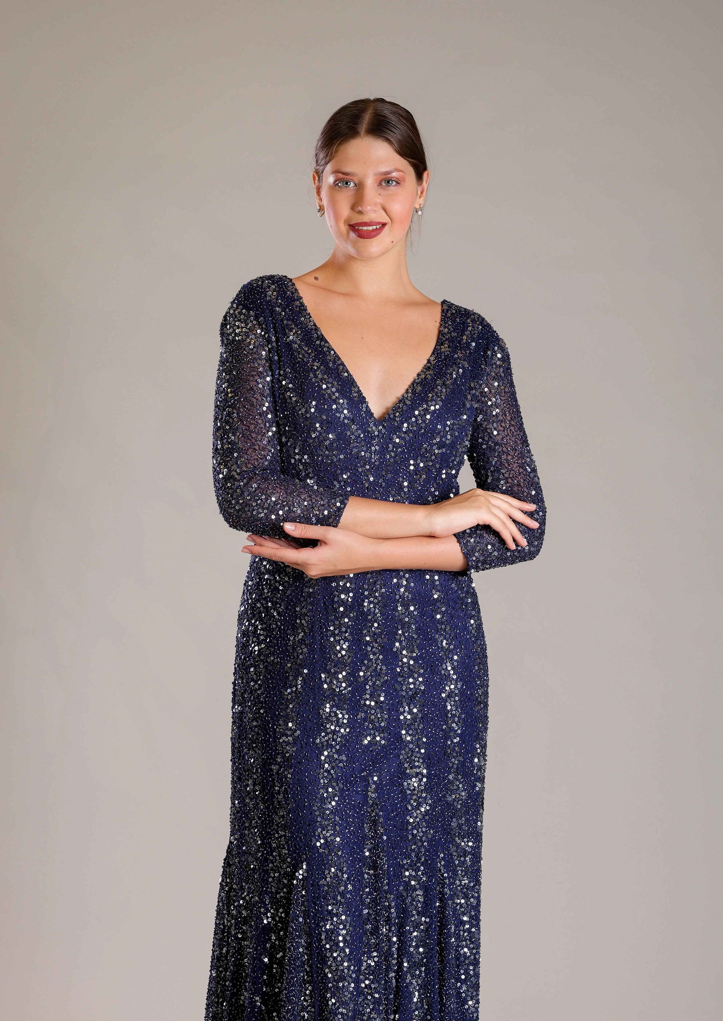 Navy Blue Sequins Gown - Sakshi Narula