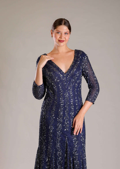 Navy Blue Sequins Gown - Sakshi Narula