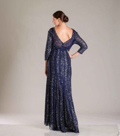 Navy Blue Sequins Gown - Sakshi Narula