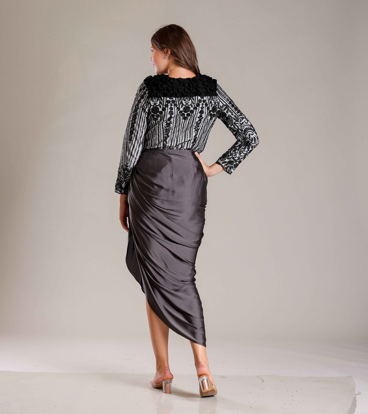 Black & White Drape Outfit - Sakshi Narula