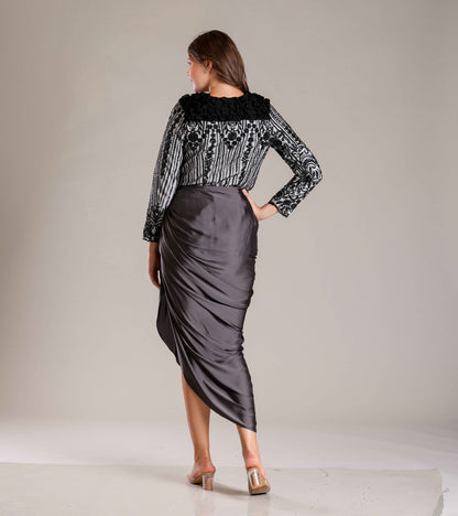 Black & White Drape Outfit - Sakshi Narula